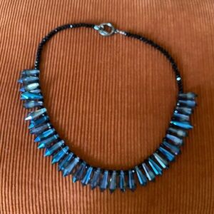 Iridescent Blue and Black Necklace